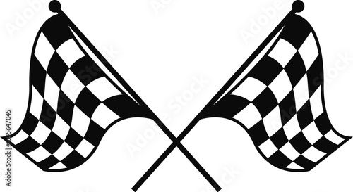 two crossed checkered flags vector racing flag sports finish line flag eps vector
