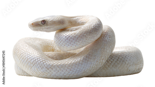 Albino corn snake coiled up with a transparent background isolated on transparent background
