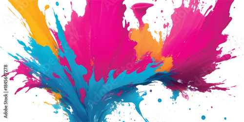 Expressive Multicolor Watercolor Paint Splash Art Isolated on White for Posters Flyers and Web Design