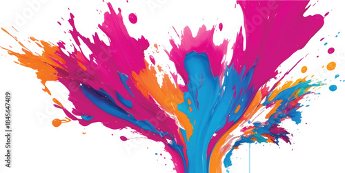 Creative Watercolor Paint Splash with Bold Multicolor Strokes Isolated on White for Branding and Advertising