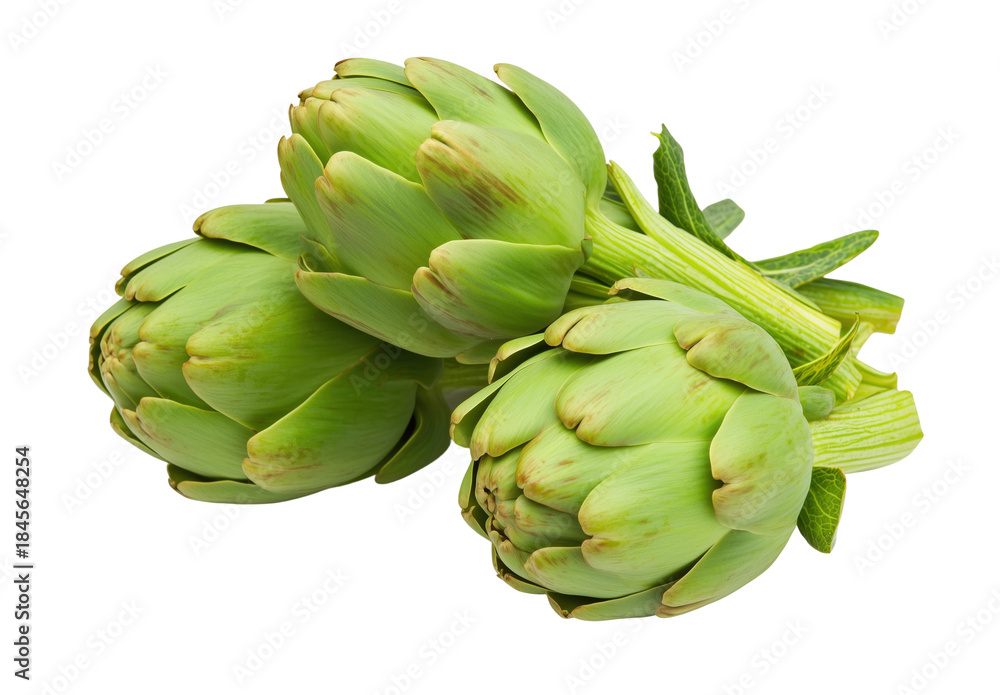 Obraz premium Fresh Artichokes Ready for Culinary Use, PNG with transparency