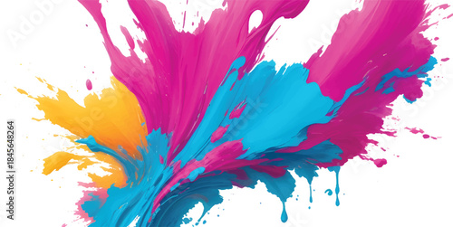 Abstract watercolor background with colorful paint splashes, an artistic ink illustration texture