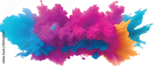 Dynamic Color Powder Explosion with Vibrant Multicolor Dust Cloud for Modern Advertising Poster and Graphic Design Projects