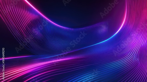 Abstract network of luminous blue and pink lines creating a smooth, fluid wave pattern, symbolizing technology, data visualization, sound waves, or futuristic energy on a dark background
