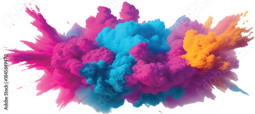 Bright Abstract Watercolor Paint Splash Explosion Isolated on White for Creative Advertising Posters and Digital Design Backgrounds