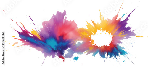Vibrant Watercolor Paint Splash Abstract Background Isolated on White for Posters Flyers Social Media Ads and Creative Design Use