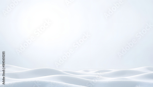 Minimal snowy landscape with gentle gradient lighting, serene atmosphere