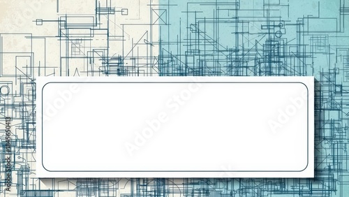 Abstract Blueprint Grid Background with White Rectangle for Text.