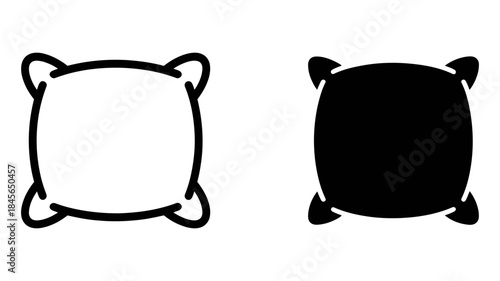 Minimalist black and white pillow icon set for comfort and sleep design elements