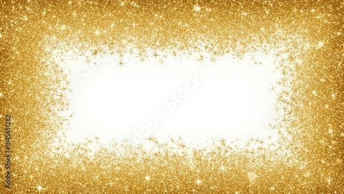 Golden Glitter Frame with White Copy Space.