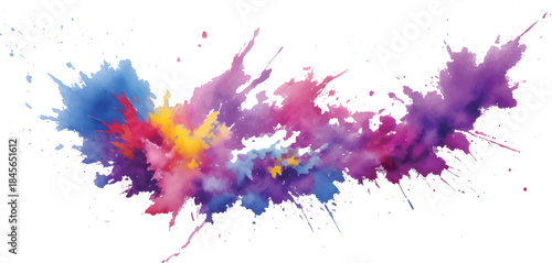 Vibrant Holi Color Powder Splash Explosion with Multicolor Dust Clouds on White Background for Abstract Festival Design and Creative Artwork