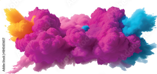 Vibrant Holi Color Powder Splash Explosion with Multicolor Dust Clouds on White Background for Abstract Festival Design and Creative Artwork