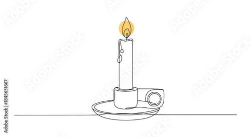 Burning candle isolated on white background, Vector