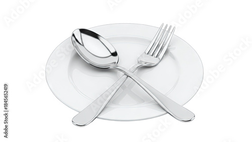 Spoon and Fork Crossed on a Plate - Dining Concept