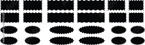 Geometric shapes with scallop and zigzag edges set. Rectangle shape frame with zigzag edge. zigzag frame. Postage stamp borders set vector. 