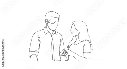 Couple holding hands isolated on white background, Vector