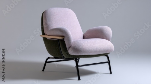 Contemporary designer chair with mixed materials and steel frame for modern interiors