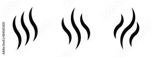 Smoke and Steam Icon Set – Silhouette Vector Symbols, Hot Steam, Aromas, Vapor, Linear and Flat Design Illustrations