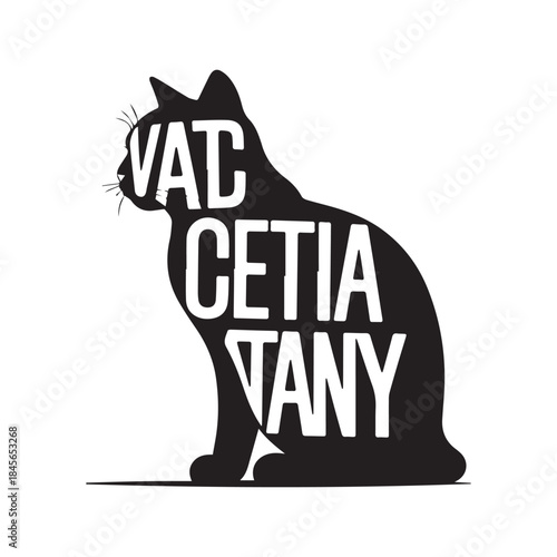 PrintMinimalist Vector Cat Illustration with Modern Lettering Overlay