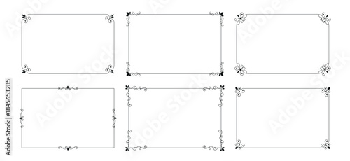 Vintage calligraphic frames. Vector hand drawn set of frames