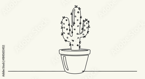 Cactus in a pot isolated on white background, Vector