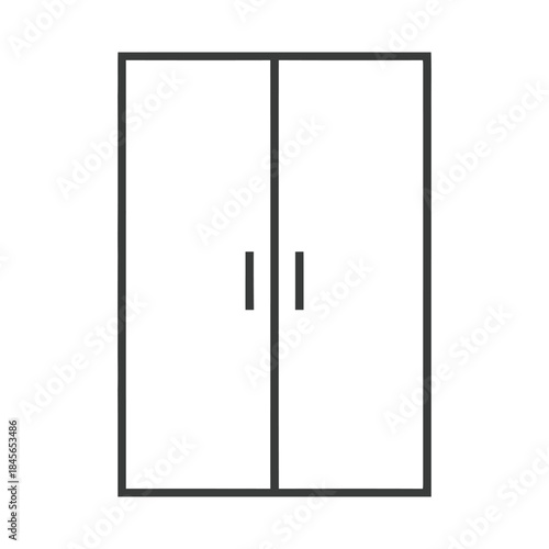 Simple outline of two closed doors with handles entrance exit