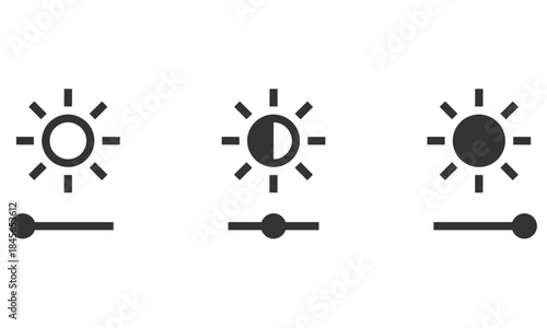 Brightness and contrast level adjustment icons vector illustration