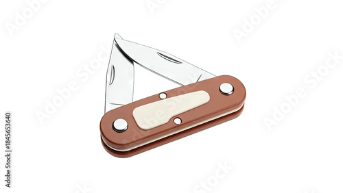 Pocket Knife with Open Blade on White Background