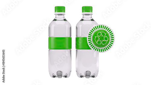 Plastic Bottles with Recycle Symbol - Environmental Concept