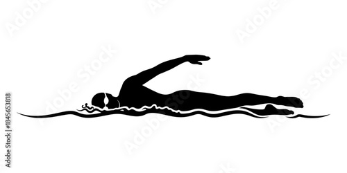 Dynamic Silhouette of a Swimmer Executing the Freestyle Stroke.