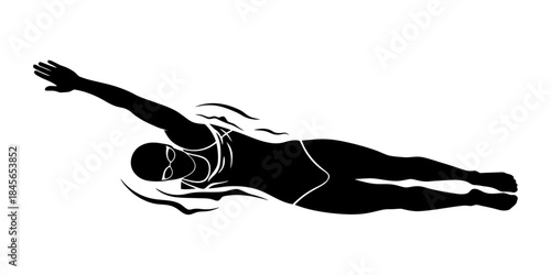 Dynamic Silhouette of a Swimmer in Action.