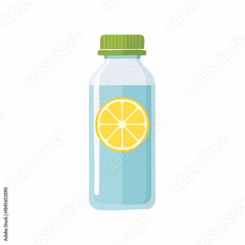 Refreshing Citrus Elixir: A vibrant bottle of lemon-infused water, offering a visual promise of hydration, health, and a burst of zesty flavor.