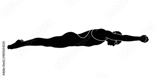 Silhouette of a Swimmer in a Dynamic Pose, Ready for Action.