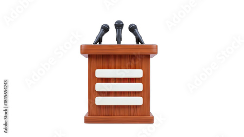Podium with Microphones Ready for Speech or Presentation