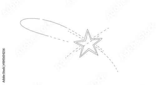 Shooting star drawing isolated on white background, Vector