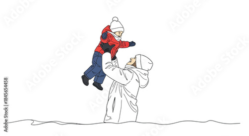 Winter playtime isolated on white background, Vector