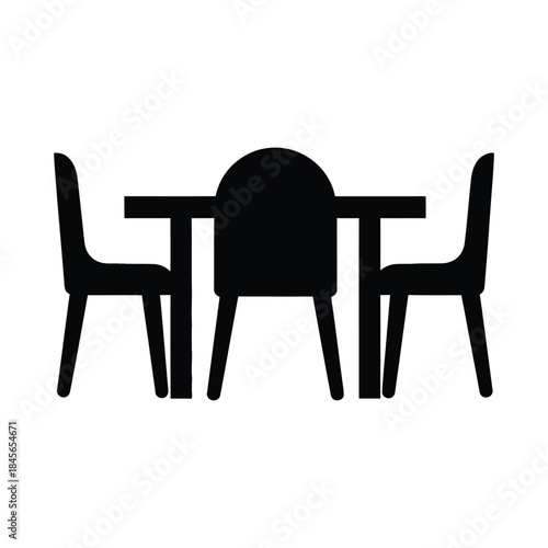 Black silhouette of a dining table with two chairs furniture