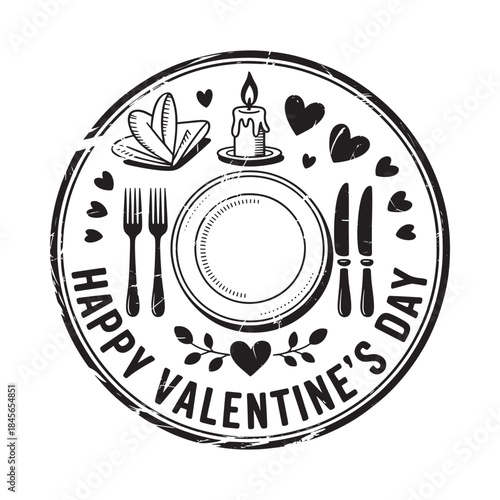 A romantic valentine s day design with dinnerware candle and hearts