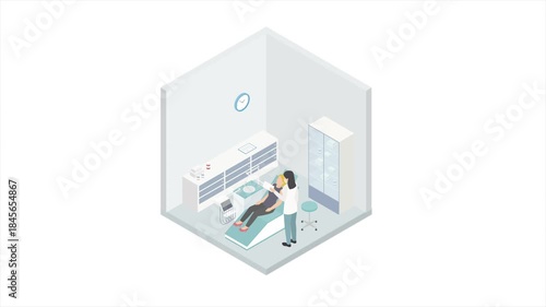 Wallpaper Mural Isometric dentist's chair in a dental clinic with. Dentist room or cabinet. Caries treatment. Medical examination. Professional oral hygiene. Periodontal disease treatment. Tooth extraction. Torontodigital.ca