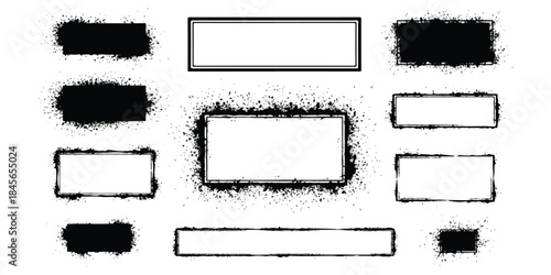 A collection of grunge frames, splattered ink borders, and distressed textured black boxes