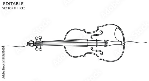 Minimalist Violin Line Art Vector Illustration   Elegant Single Line Drawing
