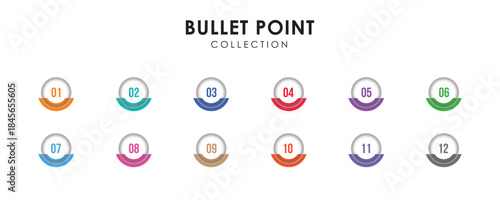 Number bullet points collection vector design