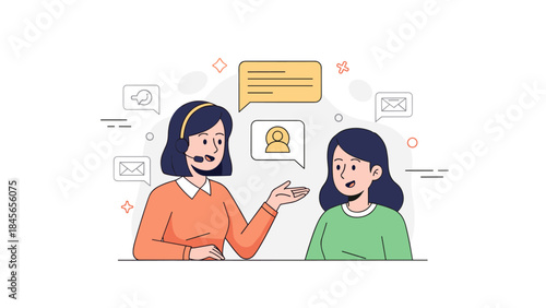 Female customer support representatives engaged in conversation