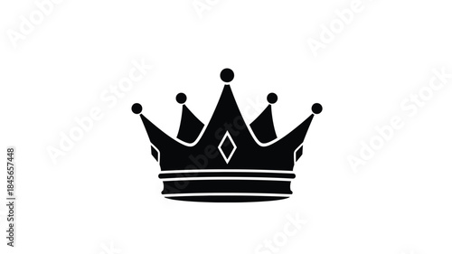 Elegant black crown design a royal symbol on transparent background silhouette