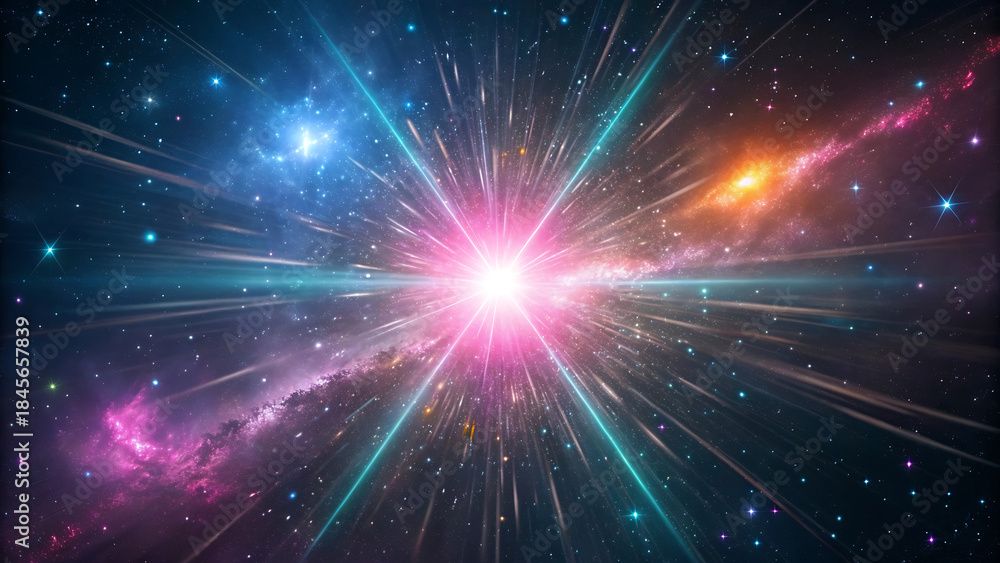 Fototapeta premium Explosion of cosmic light and nebulae in deep space