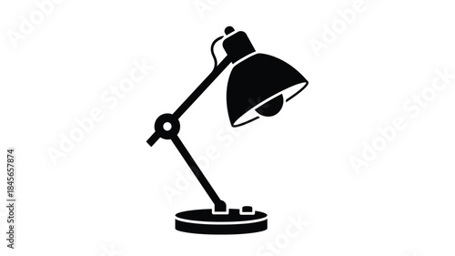 Black desk lamp illustration with a modern design on transparent background silhouette