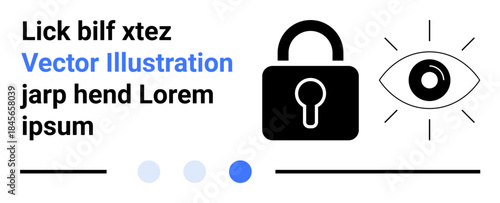 Lock and eye symbols emphasizing security, data protection, and privacy. Ideal for cybersecurity, access control, surveillance, password security, compliance, digital platforms simple landing page