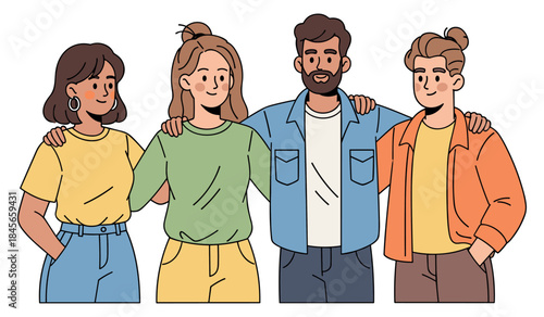 Group of diverse young friends smiling and posing together