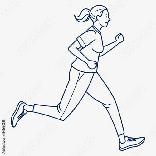 Minimalist of a woman running in athletic wear jogging
