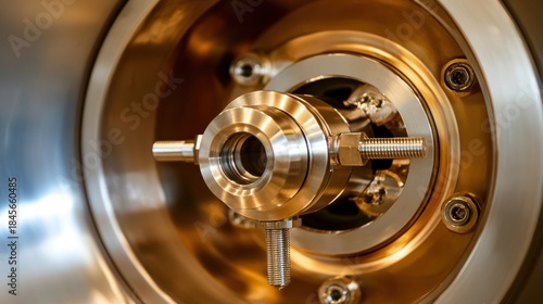 Wallpaper Mural Detailed closeup of industrial machine part polished metal circular design technology engineering Torontodigital.ca